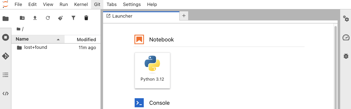 JupyterLab landing page