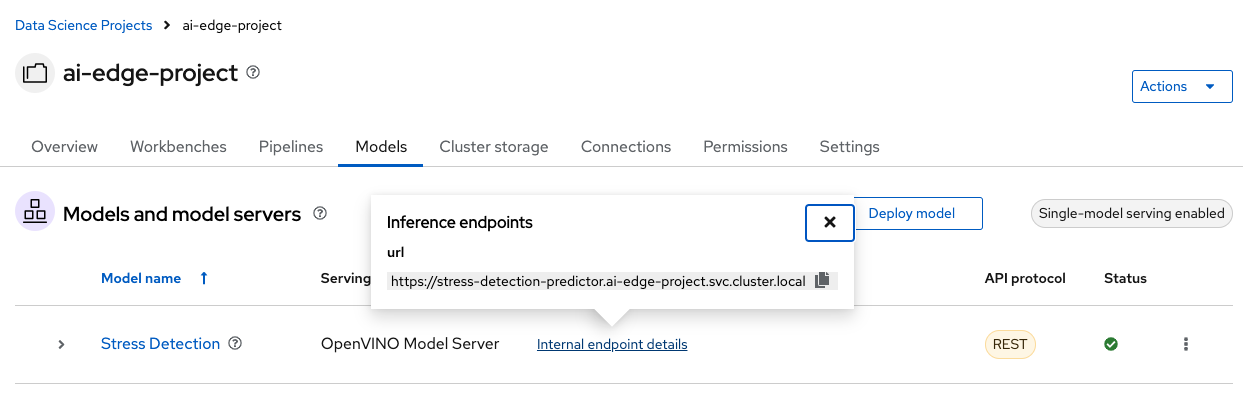 Stress detection inference endpoint