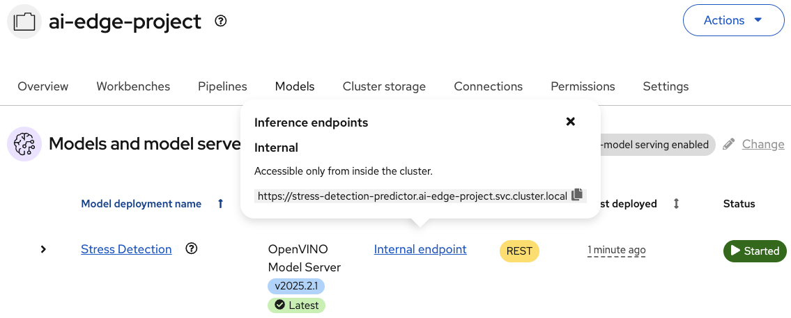 Stress detection inference endpoint