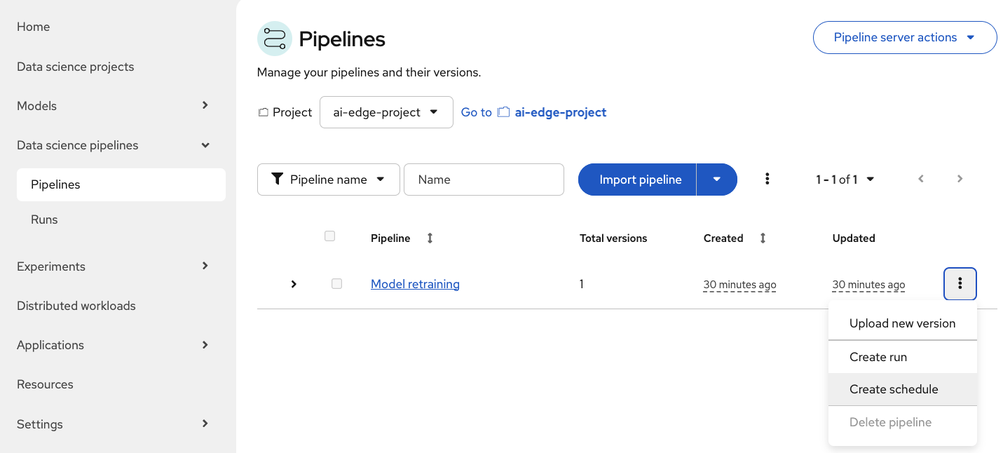 Start Pipeline schedule